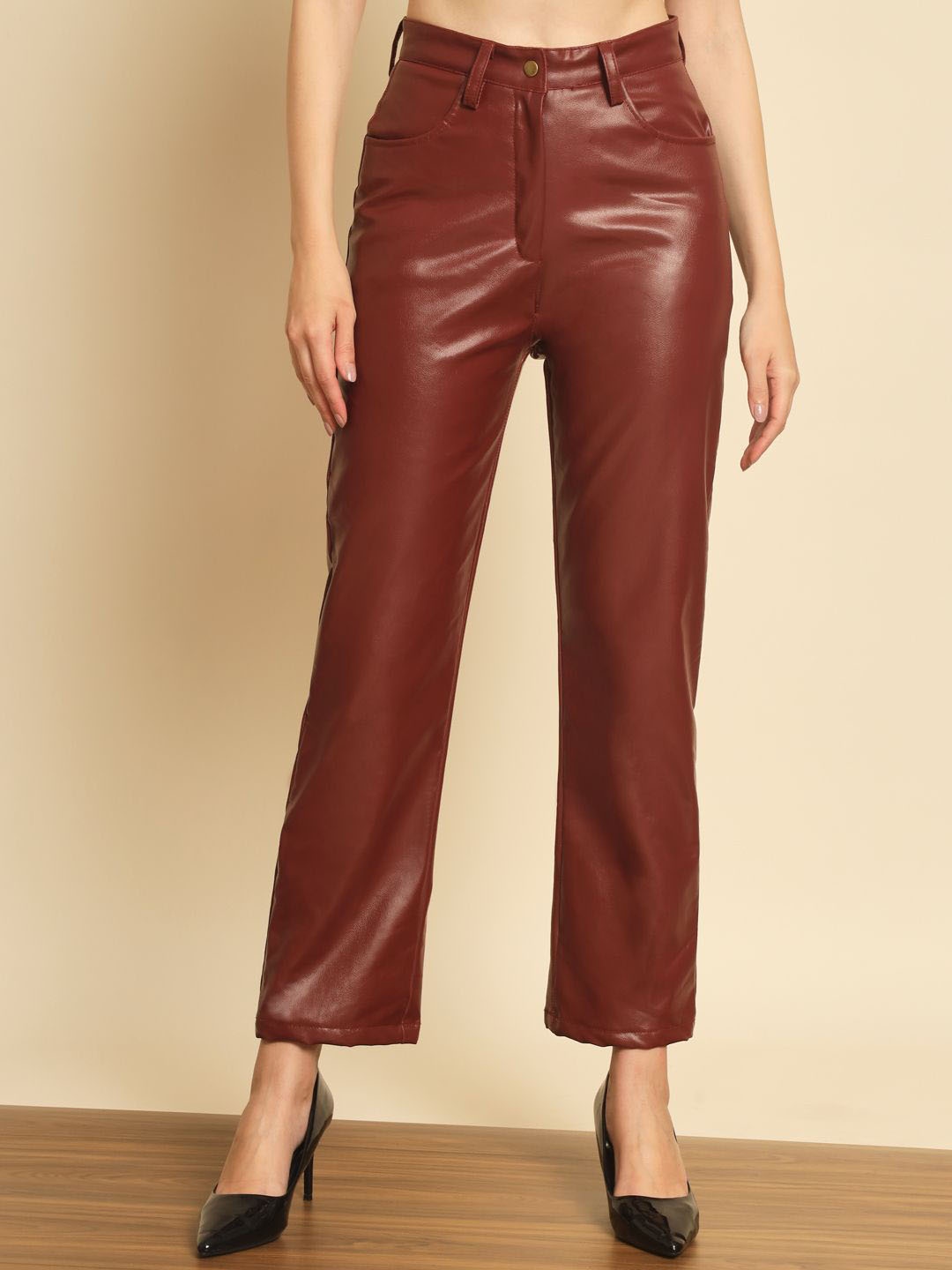 

TANDUL Women Mid-Rise Parallel Trousers, Brown