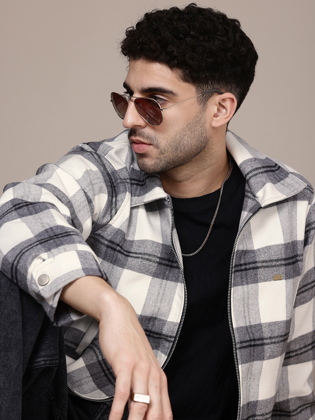 

The Roadster Life Co. Checked Tailored Jacket, White