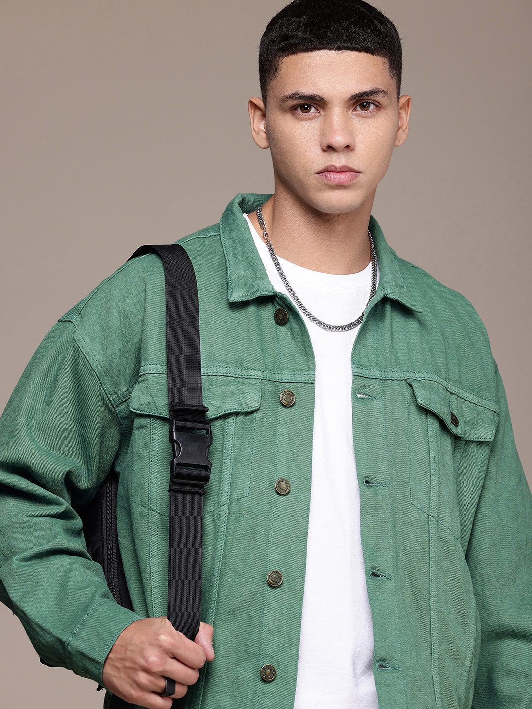 

The Roadster Life Co. Pure Cotton Denim Jacket, Green