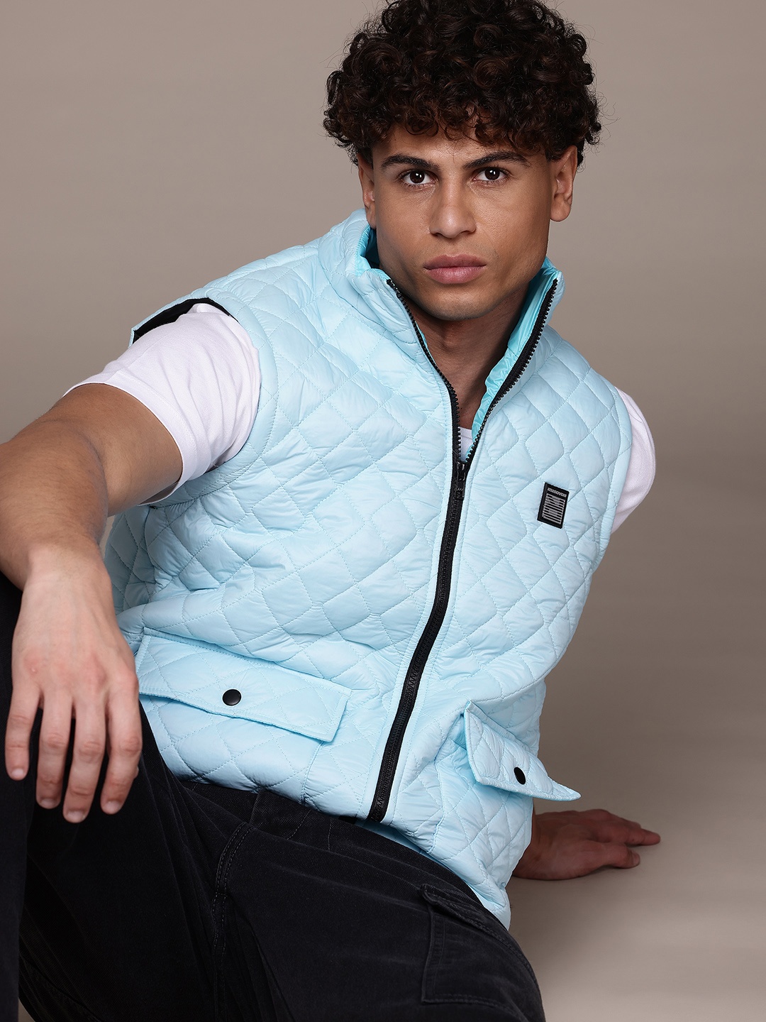 

The Roadster Lifestyle Co. Mock Collar Quilted Jacket, Blue