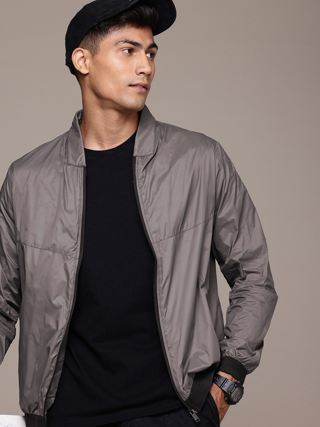 

The Roadster Life Co. Mandarin Collar Sporty Jacket, Grey