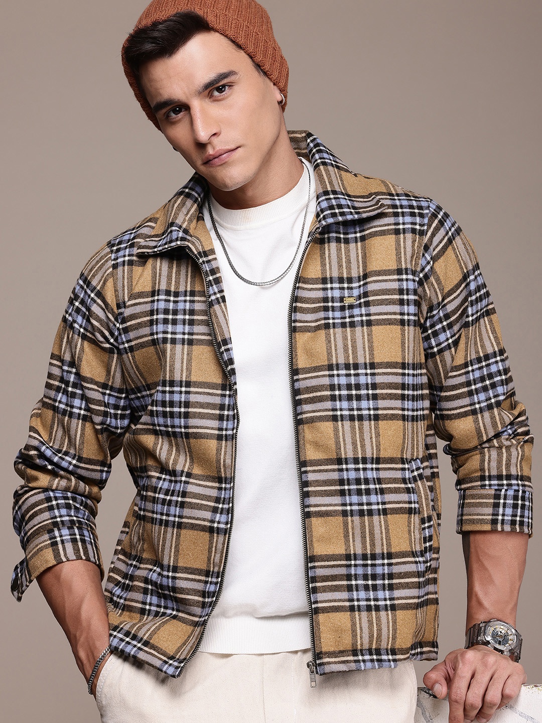 

The Roadster Life Co. Checked Tailored Jacket, Camel brown
