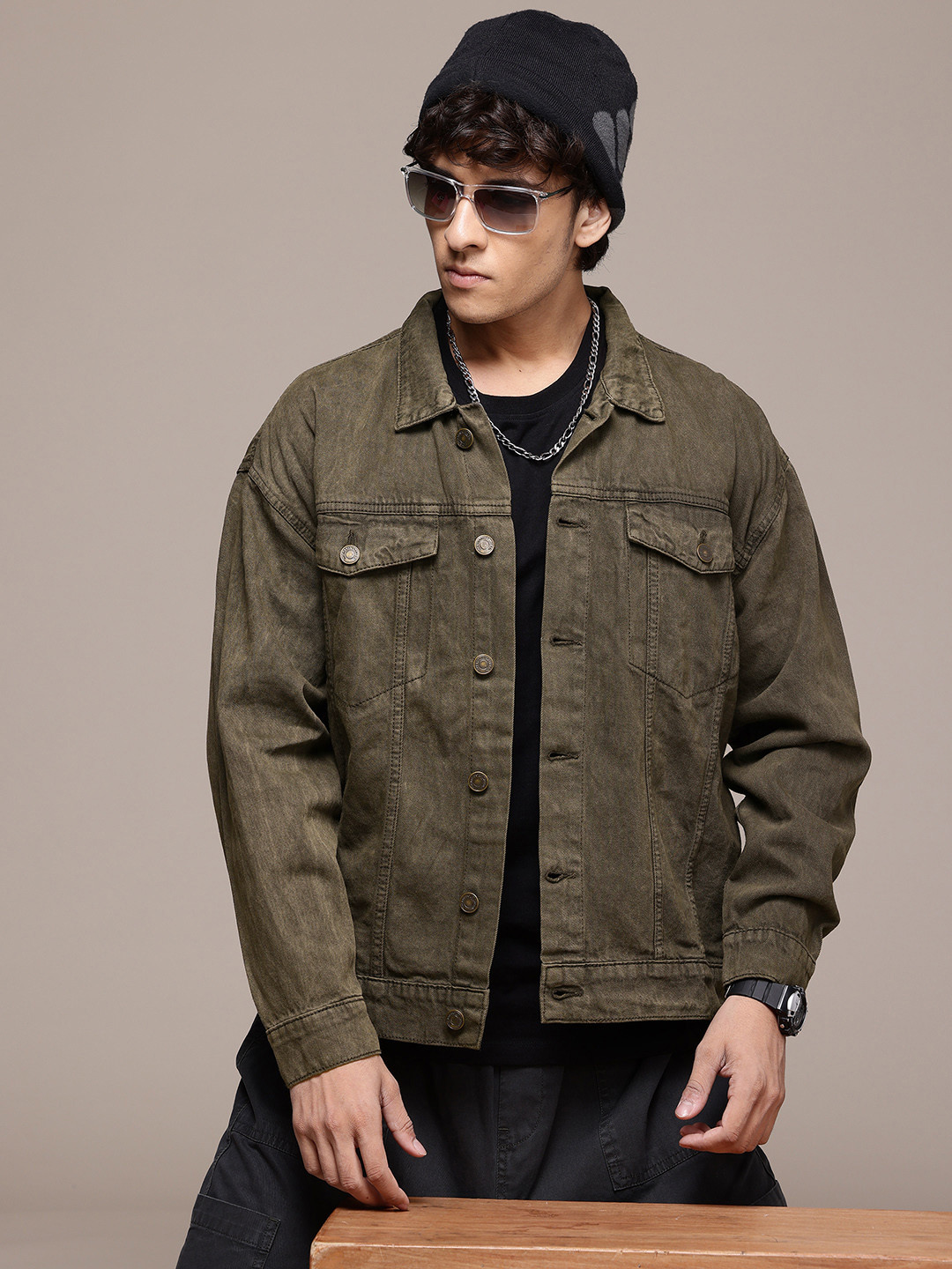 

The Roadster Lifestyle Co. Cotton Denim Jacket, Olive