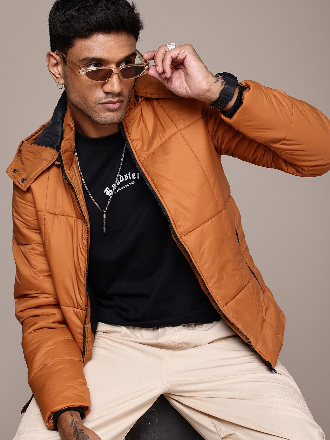 

The Roadster Life Co. Hooded Padded Jacket, Camel brown