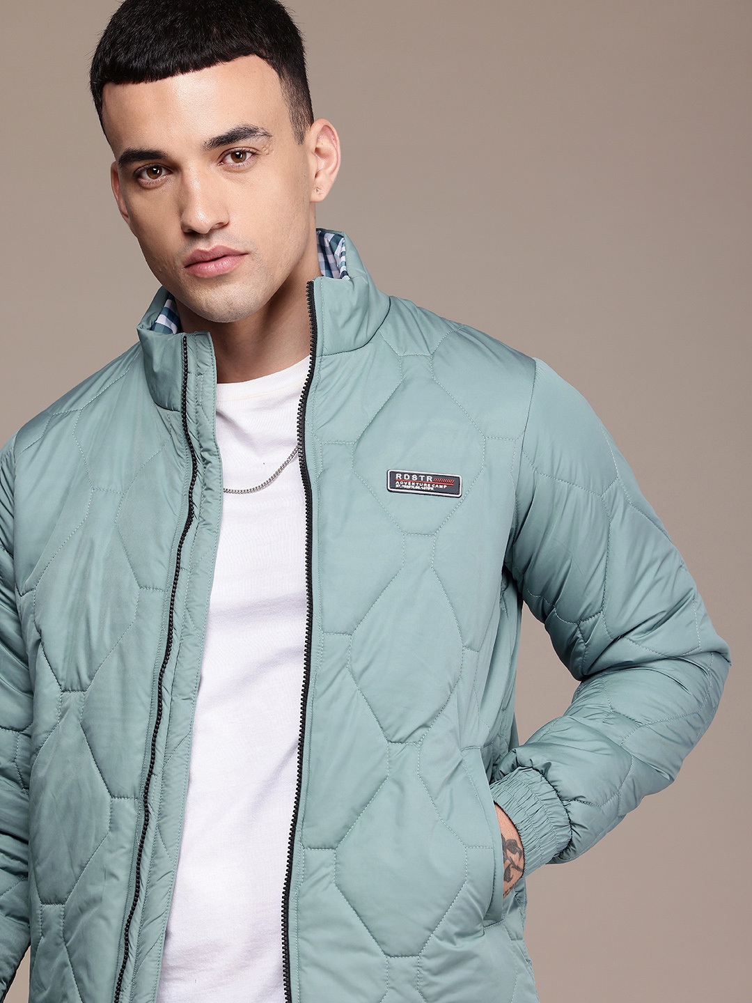 

The Roadster Life Co. Mock Collar Padded Jacket, Blue