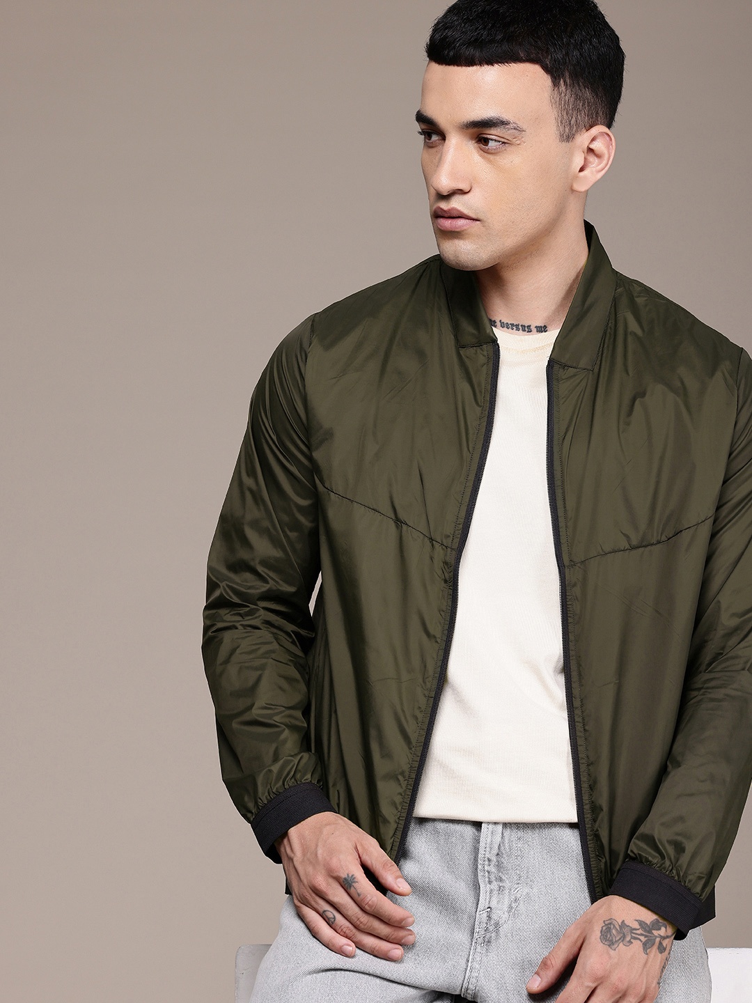 

The Roadster Life Co. Mandarin Collar Tailored Jacket, Olive