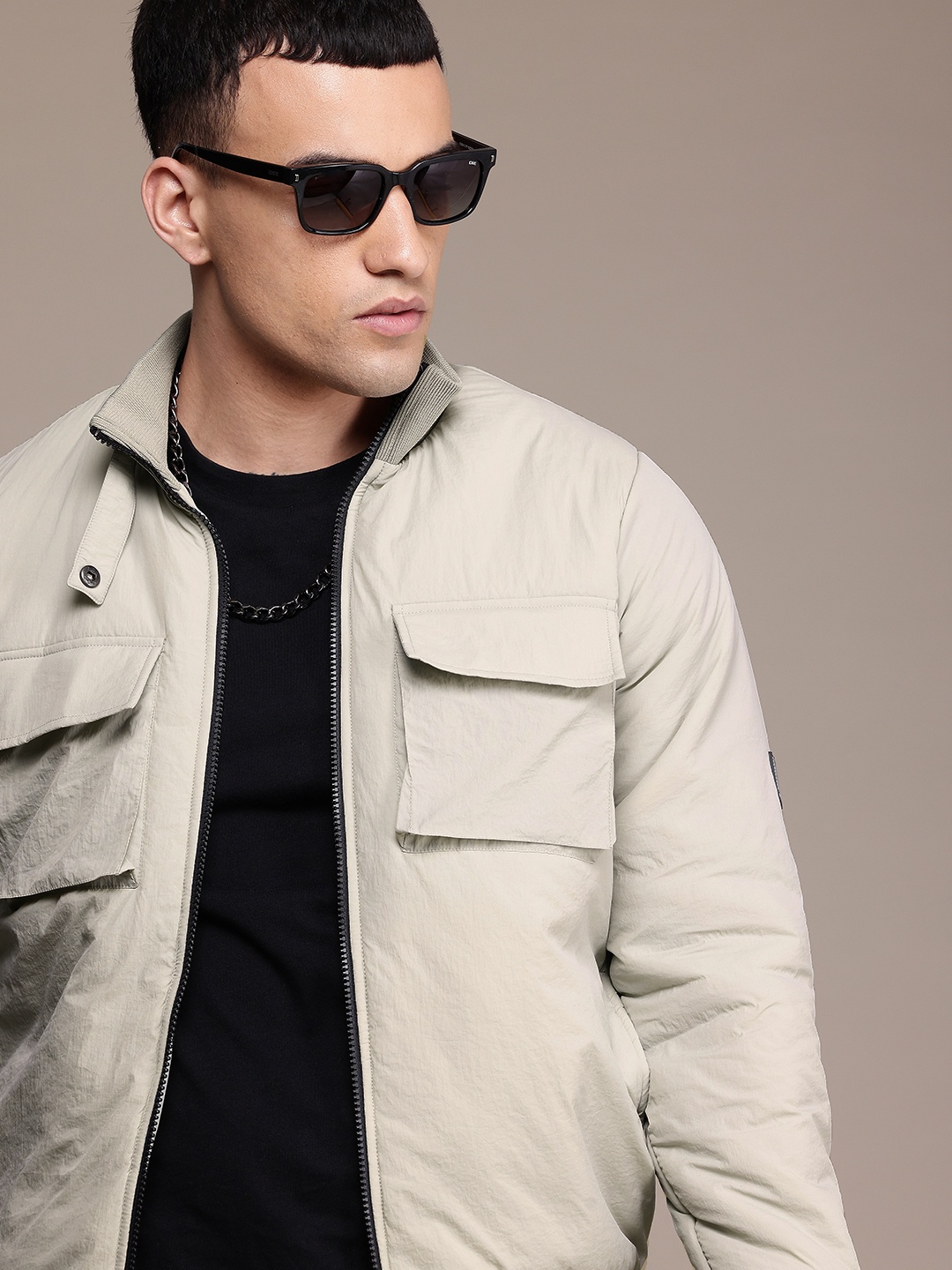 

The Roadster Life Co. Mock Collar Bomber Jacket, Grey