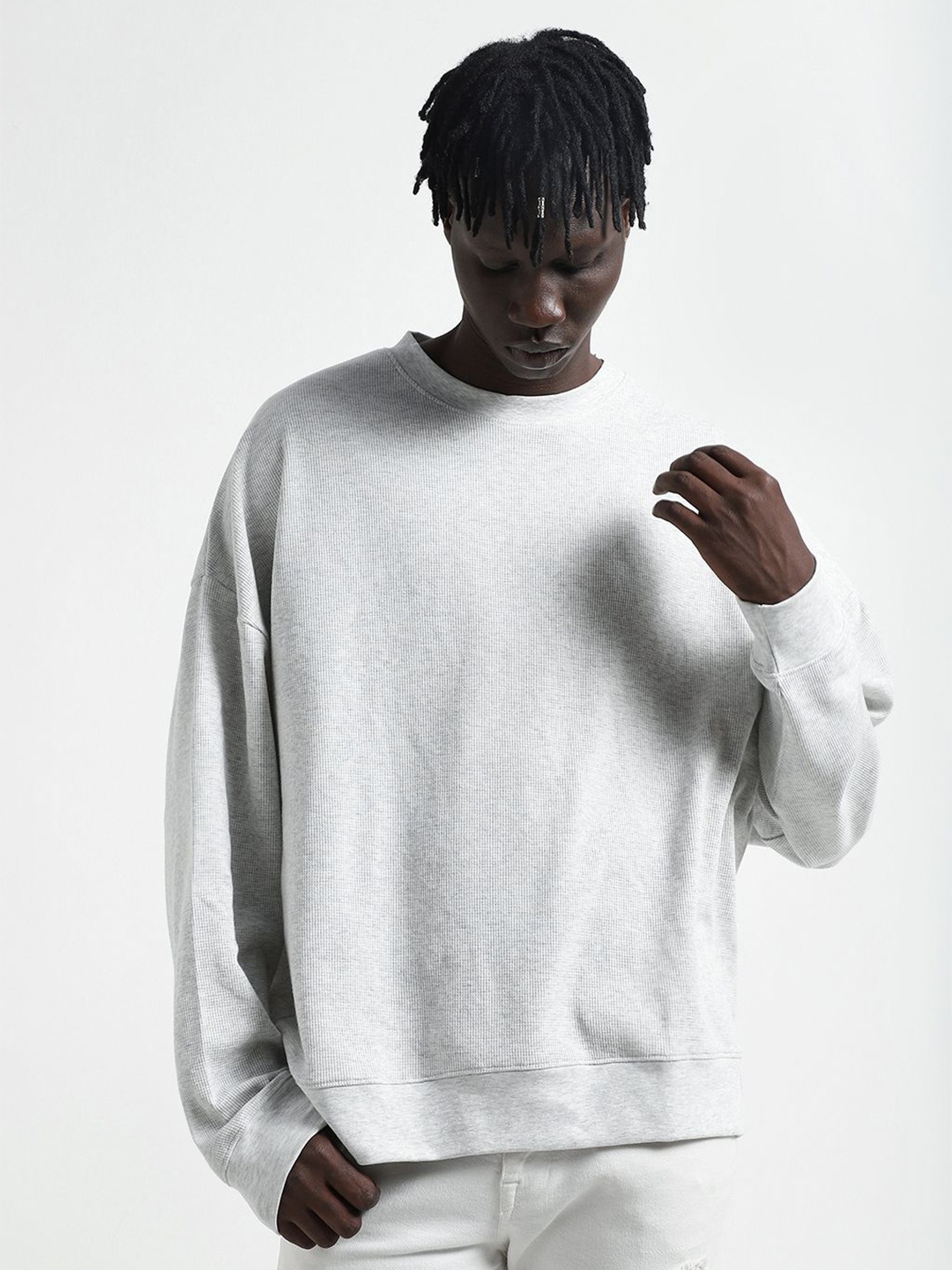 

BOYCOTT Round Neck Pullover Oversize Sweatshirt, Grey