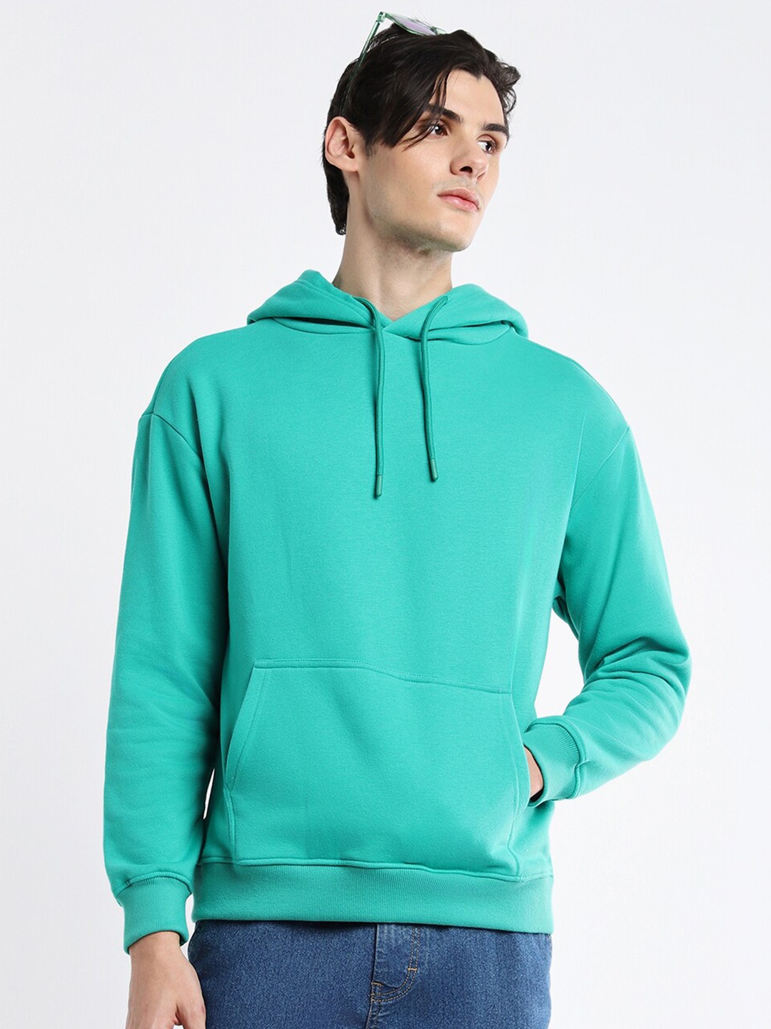 

BOYCOTT Hooded Pullover Sweatshirt, Turquoise blue