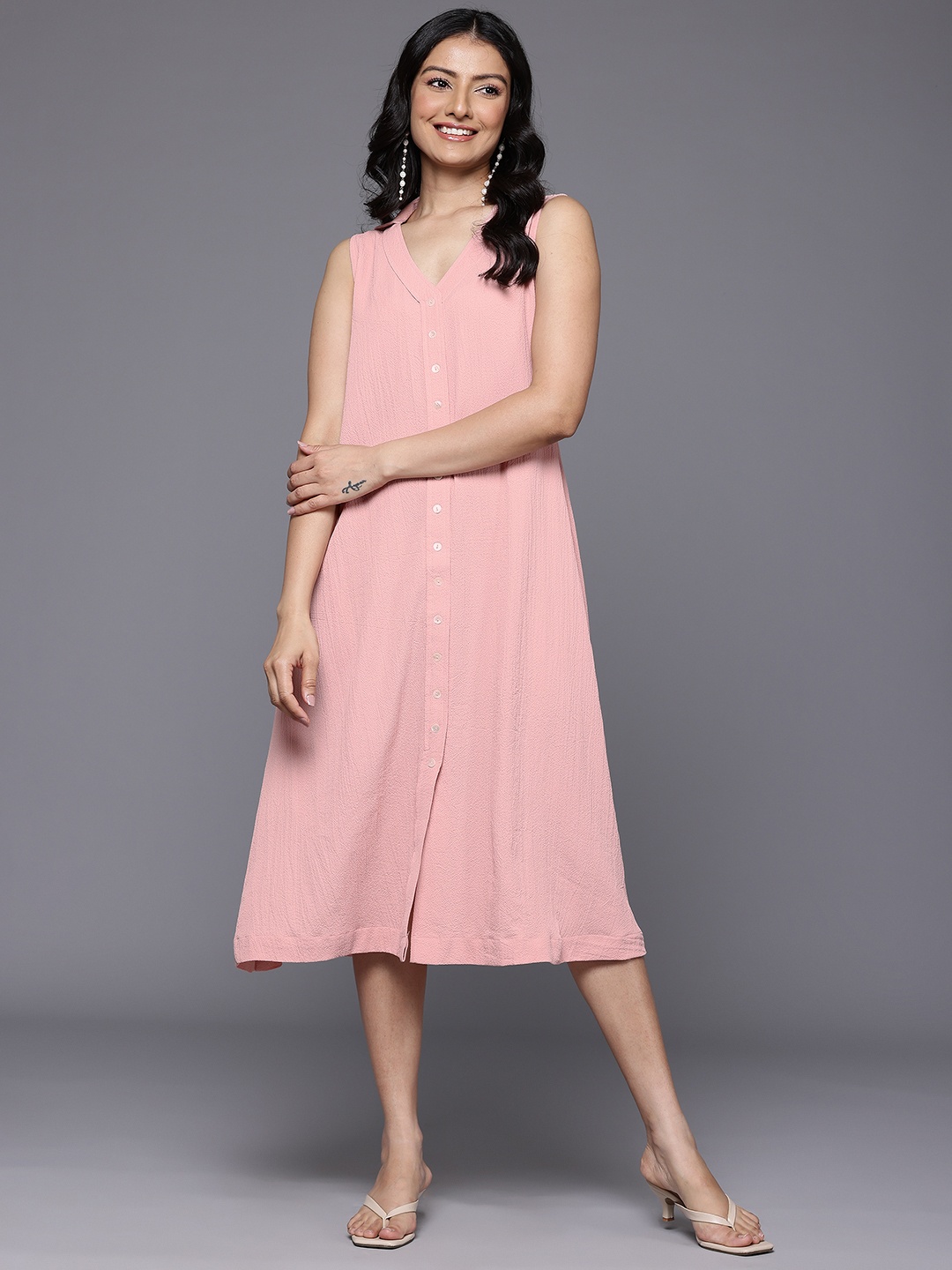 

Varanga Liva A-Line Midi Dress, Peach