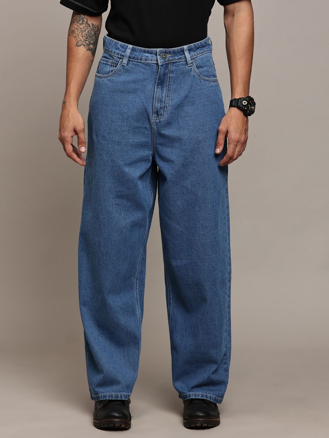 

The Roadster Lifestyle Co. Men Relaxed-Fit Pure-Cotton Jeans, Blue