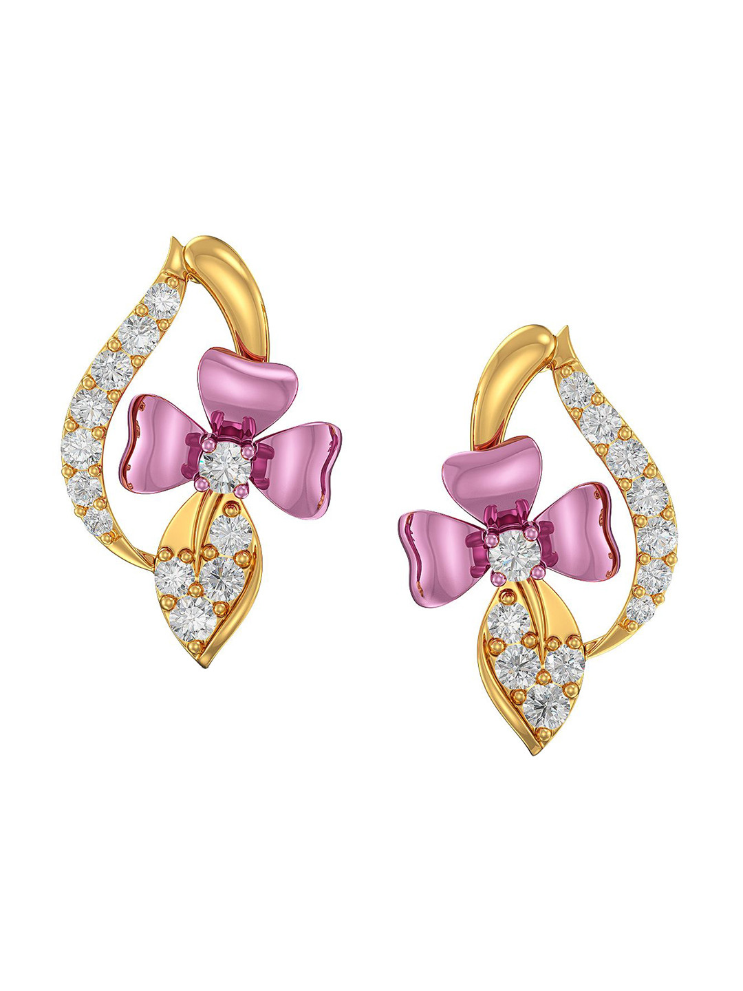 

Joyalukkas Girls BIS Hallmark 22KT Gold Stone Studded Floral Stud Earrings Gold 3.74 gm