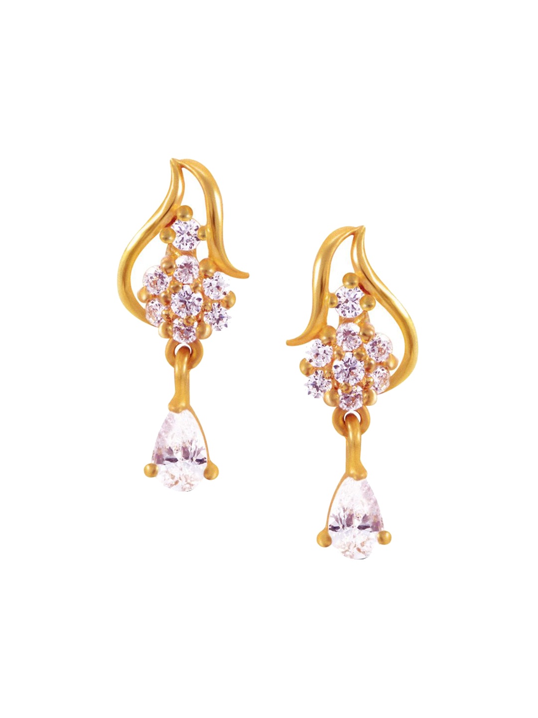 

Joyalukkas 22KT Gold Gemstones Drop Earrings-2.59gm