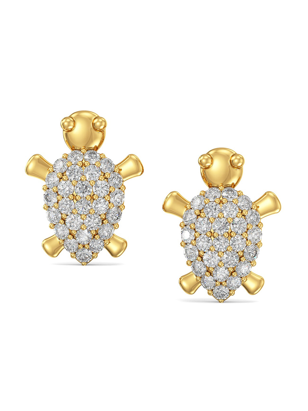 

Joyalukkas Girls 22KT Gold Stone Studded Turtle Shaped Earrings 2.38 gm