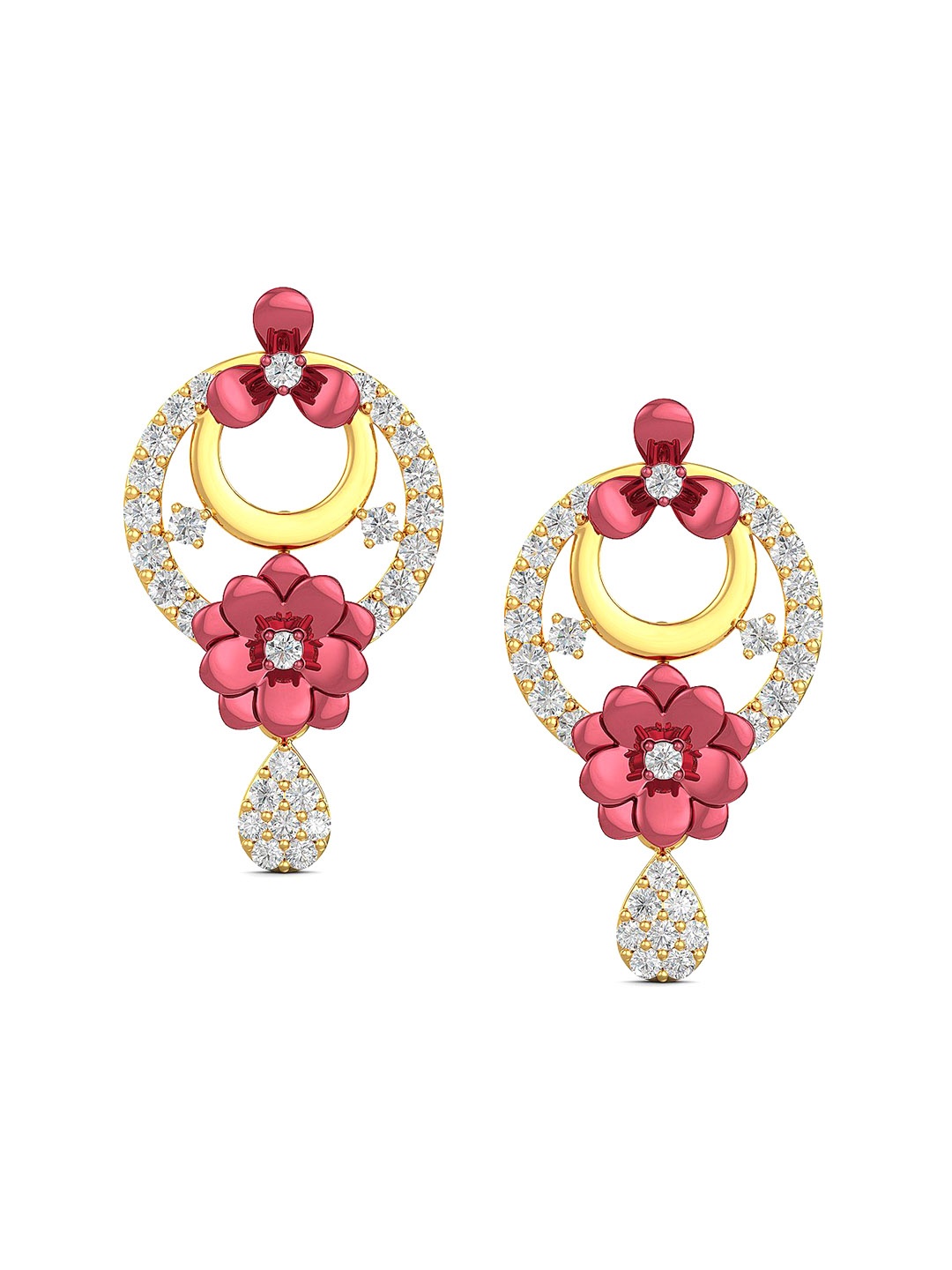 

Joyalukkas Girls 22KT Gold Gemstone Drop Studded Earrings- 5.06 gm