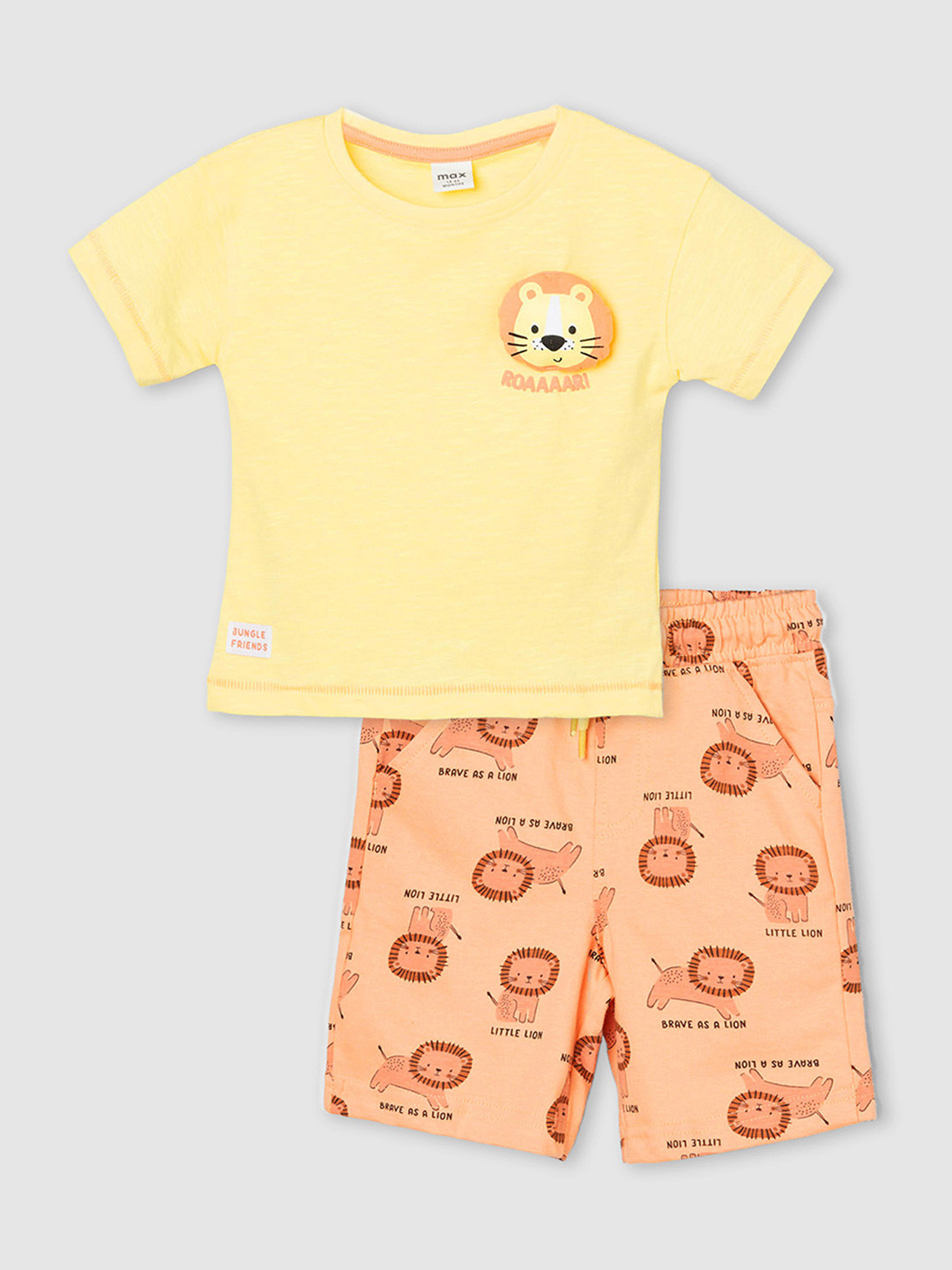 

max Boys Printed Night suit, Yellow