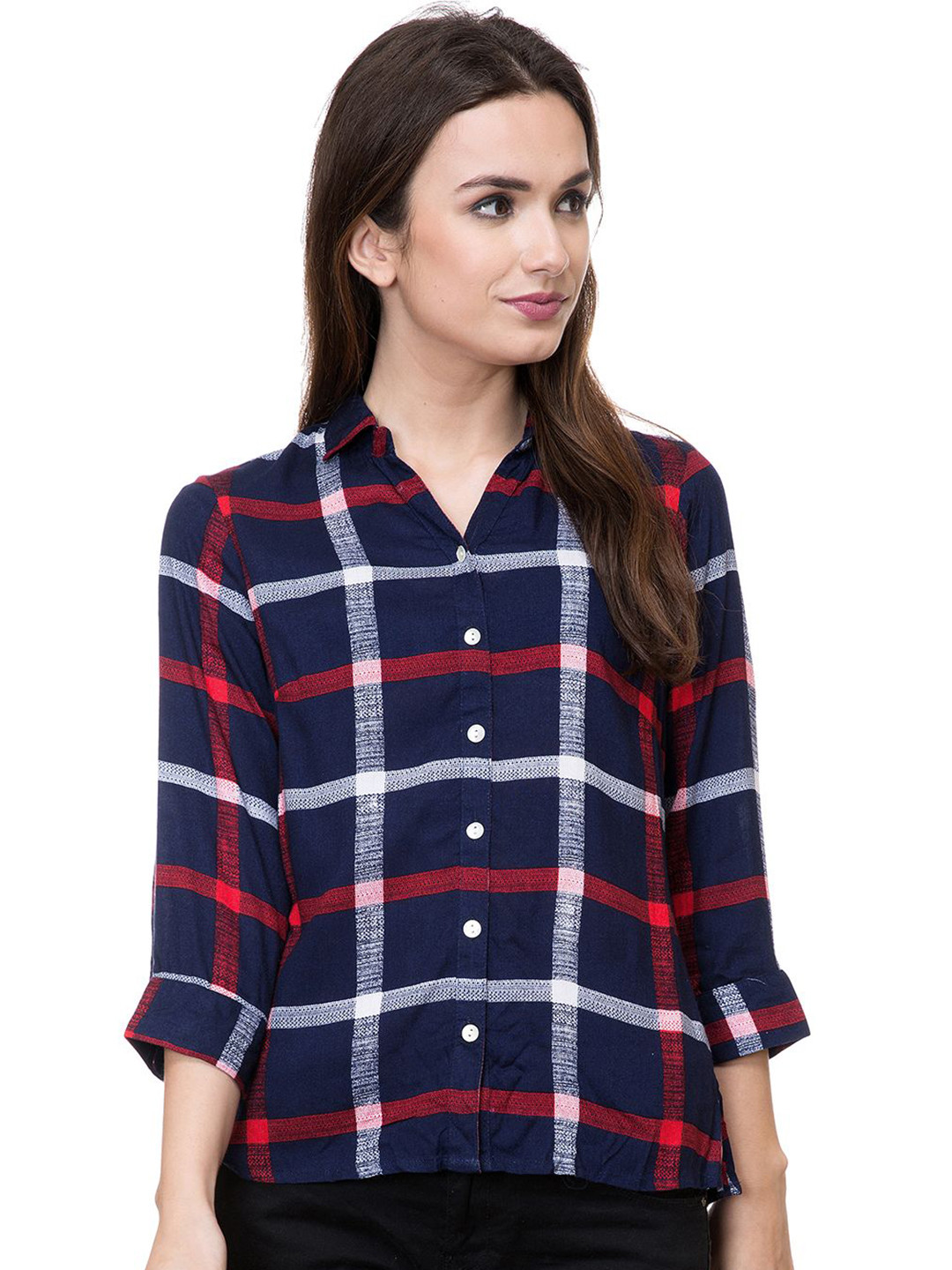 

Chemistry Windowpane Checks Checked Smart Casual Shirt, Navy blue