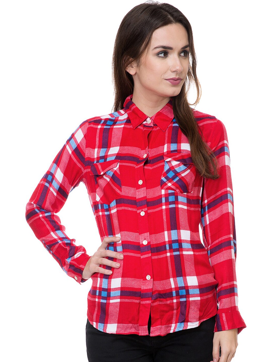 

Chemistry Checked Smart Relaxed Fit Spread Collar Long Sleeves Shirt, Red