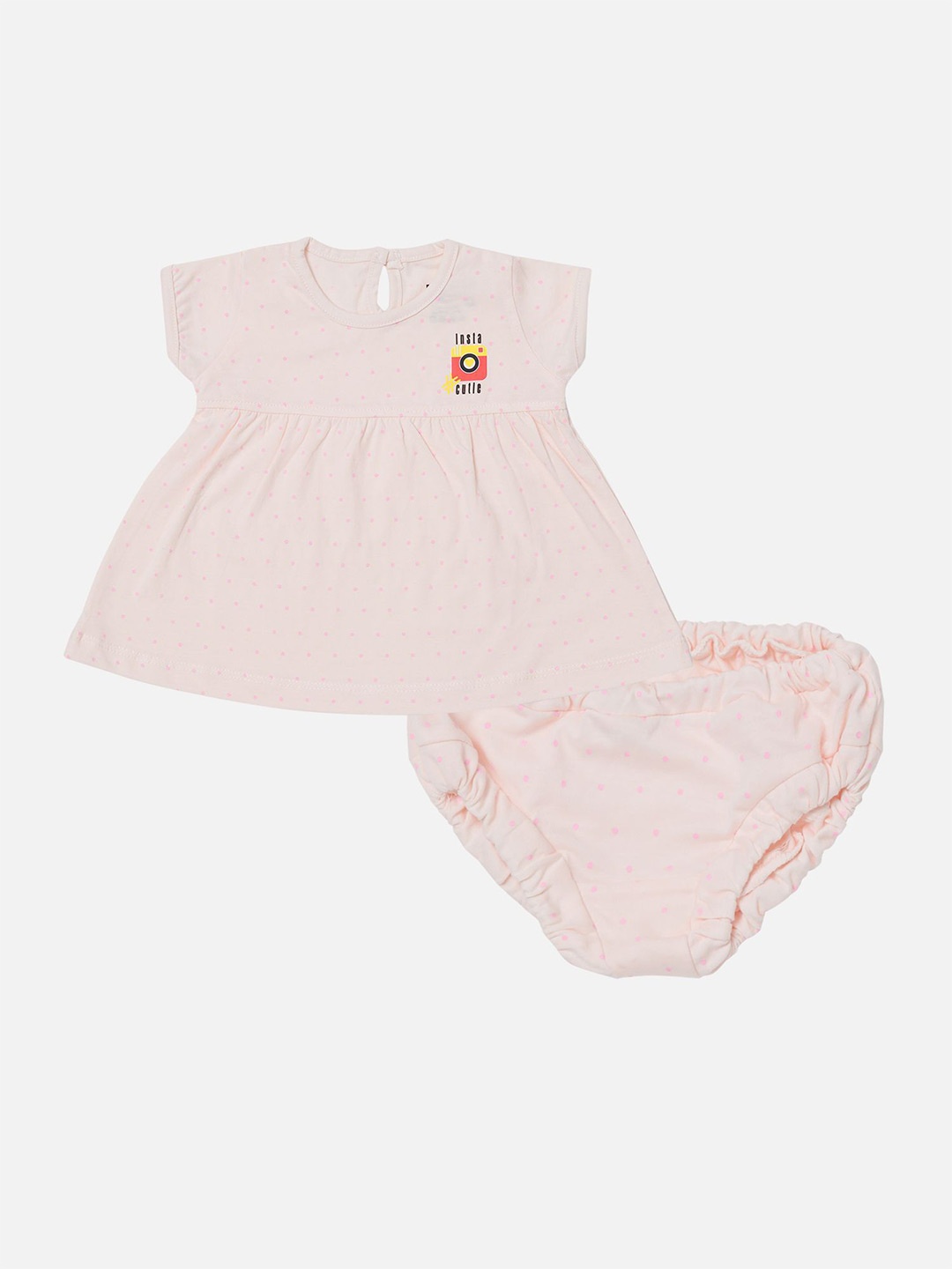 

Bodycare Kids Girls Printed Frock With Panty, Peach
