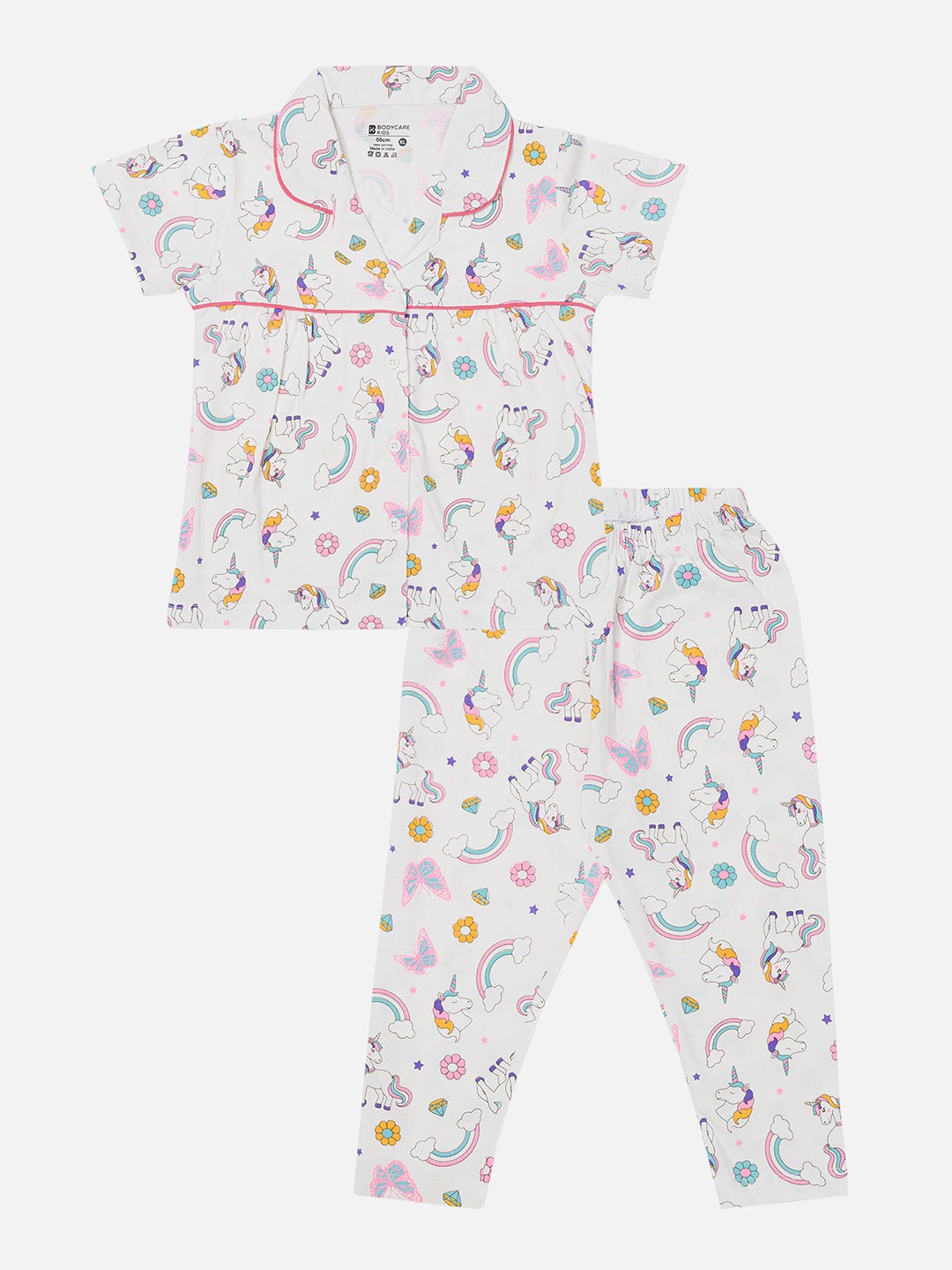 

Bodycare Kids Girls Printed Night Suits, White