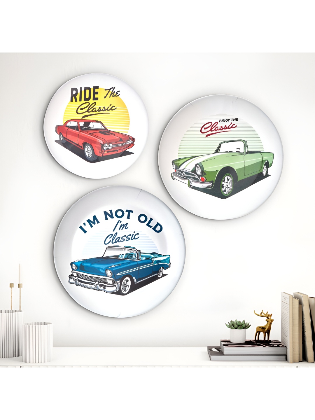 

Home Centre Artesia White & Green 3 Pieces Printed Melamine Wall Plates