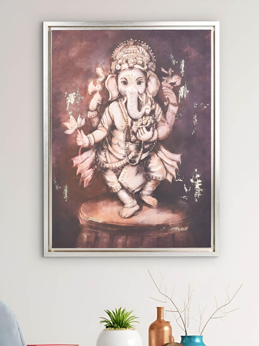 

Home Centre Artistry Brown & Pink Lord Ganesha Religious Canvas Wall Art