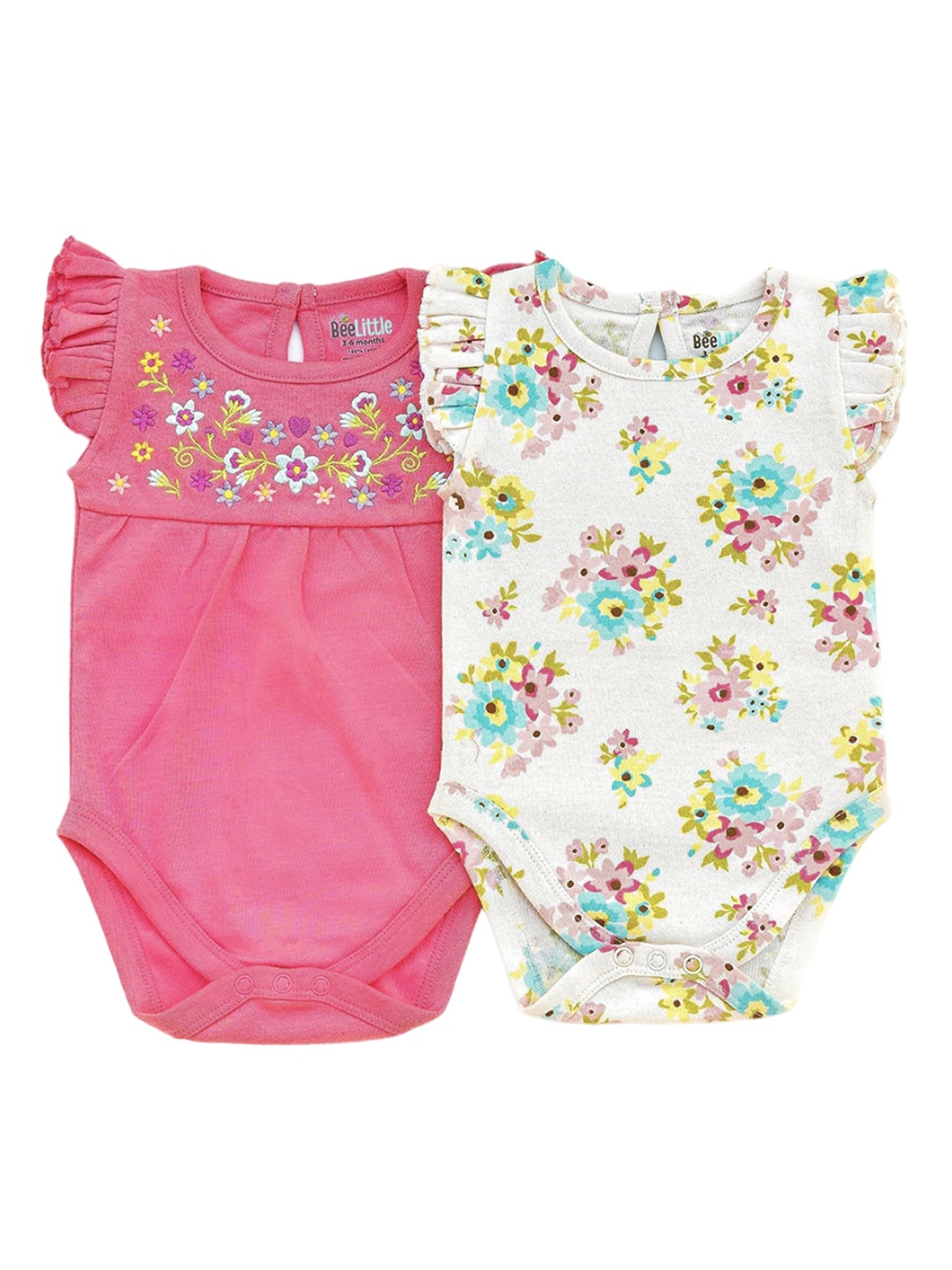 

BeeLittle Pack Of 2 Infants Printed Cotton Bodysuits, Pink