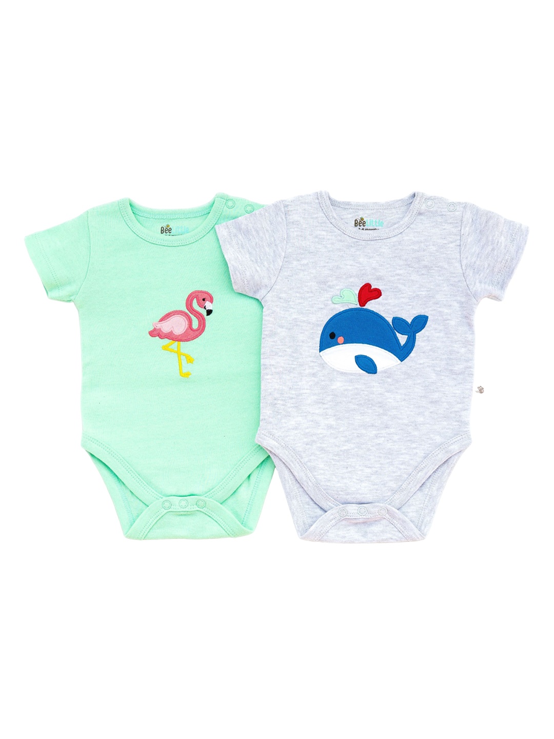 

BeeLittle Infants Pack Of 2 Printed Cotton Bodysuits, Green