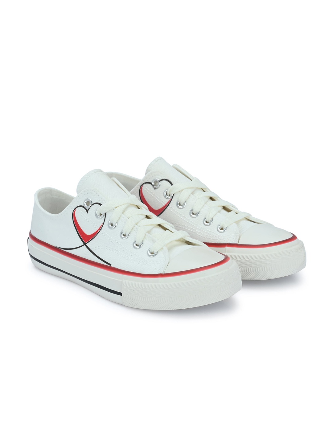 

CROWCIA LONDON Men Printed Round Toe Lightweight Canvas Sneakers, White