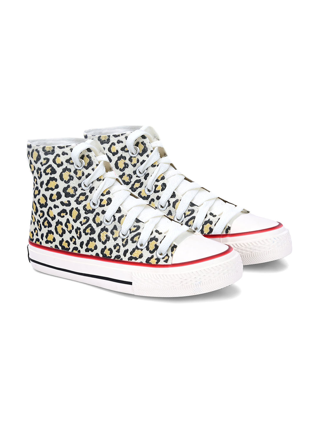 

CROWCIA LONDON Men Printed Round Toe Lightweight Canvas Sneakers, White