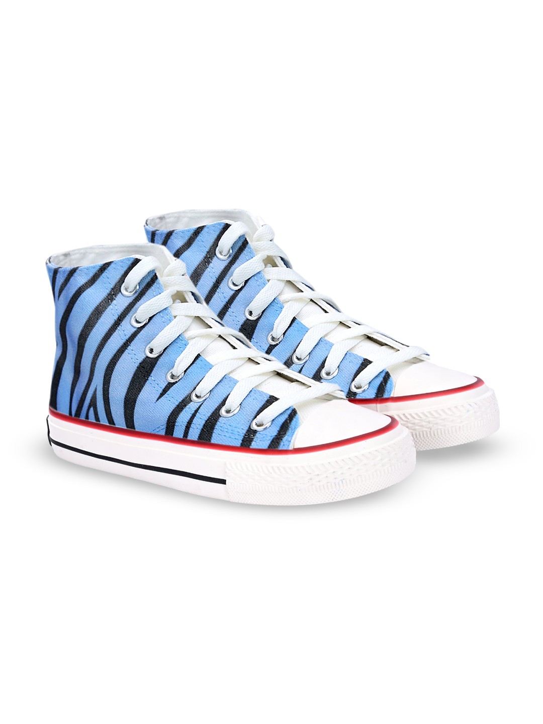 

CROWCIA LONDON Men Printed Round Toe Lightweight Canvas Sneakers, Blue