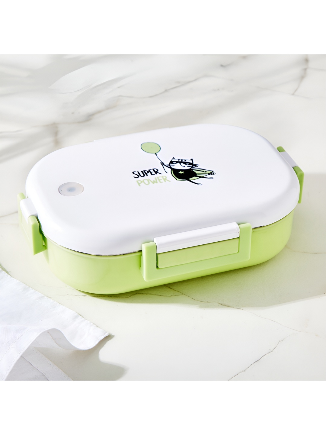 

Home Centre Green & White Cat Printed Stainless Steel Lunch Box 630ml