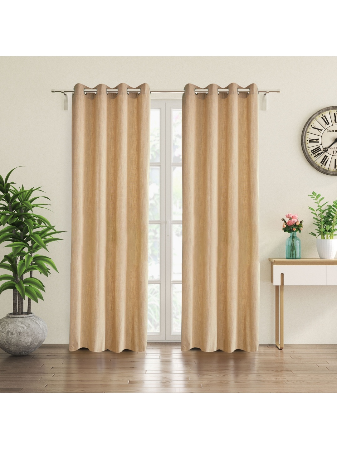 

Home Centre Natura Arena Beige 2 Pieces Eyelet Door Curtains