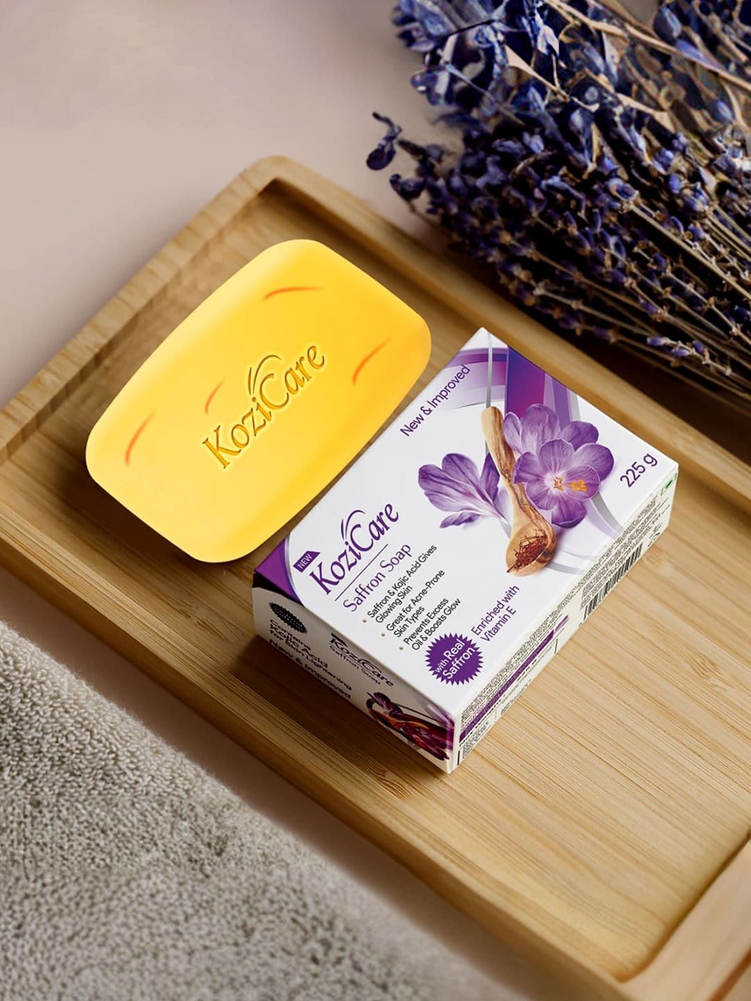 

KOZICARE Set Of 9 Saffron & Kojic Acid Soap With Vitamin E - 75g Each, Purple