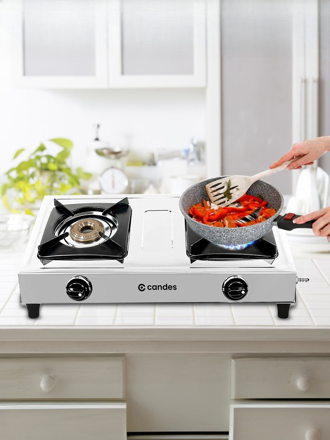 

Candes Grey 2 Burner Manual Stainless Steel Gas Stove, Silver