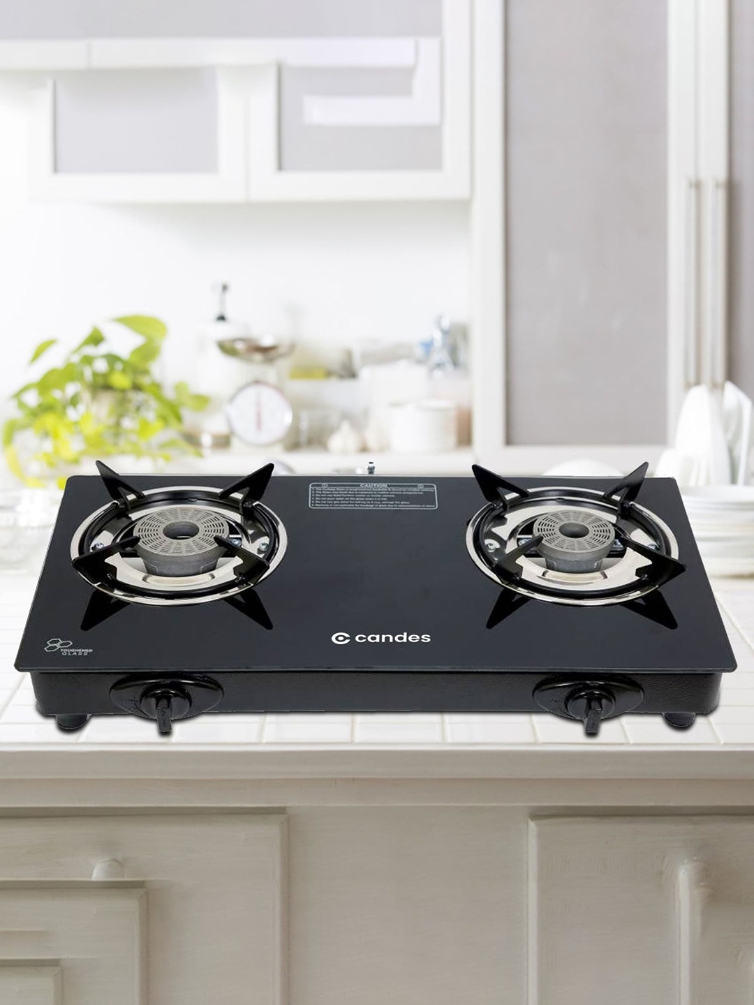 

Candes Black Toughened Glass 2 Burners Automatic Gas Stove