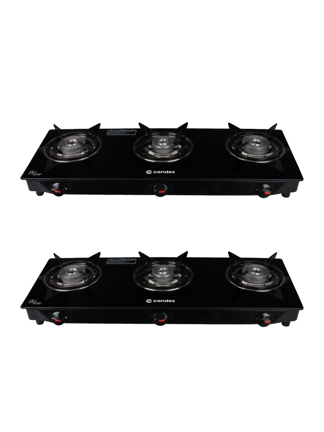 

Candes Black 2 Pieces 3 Burners Glass Gas Stove