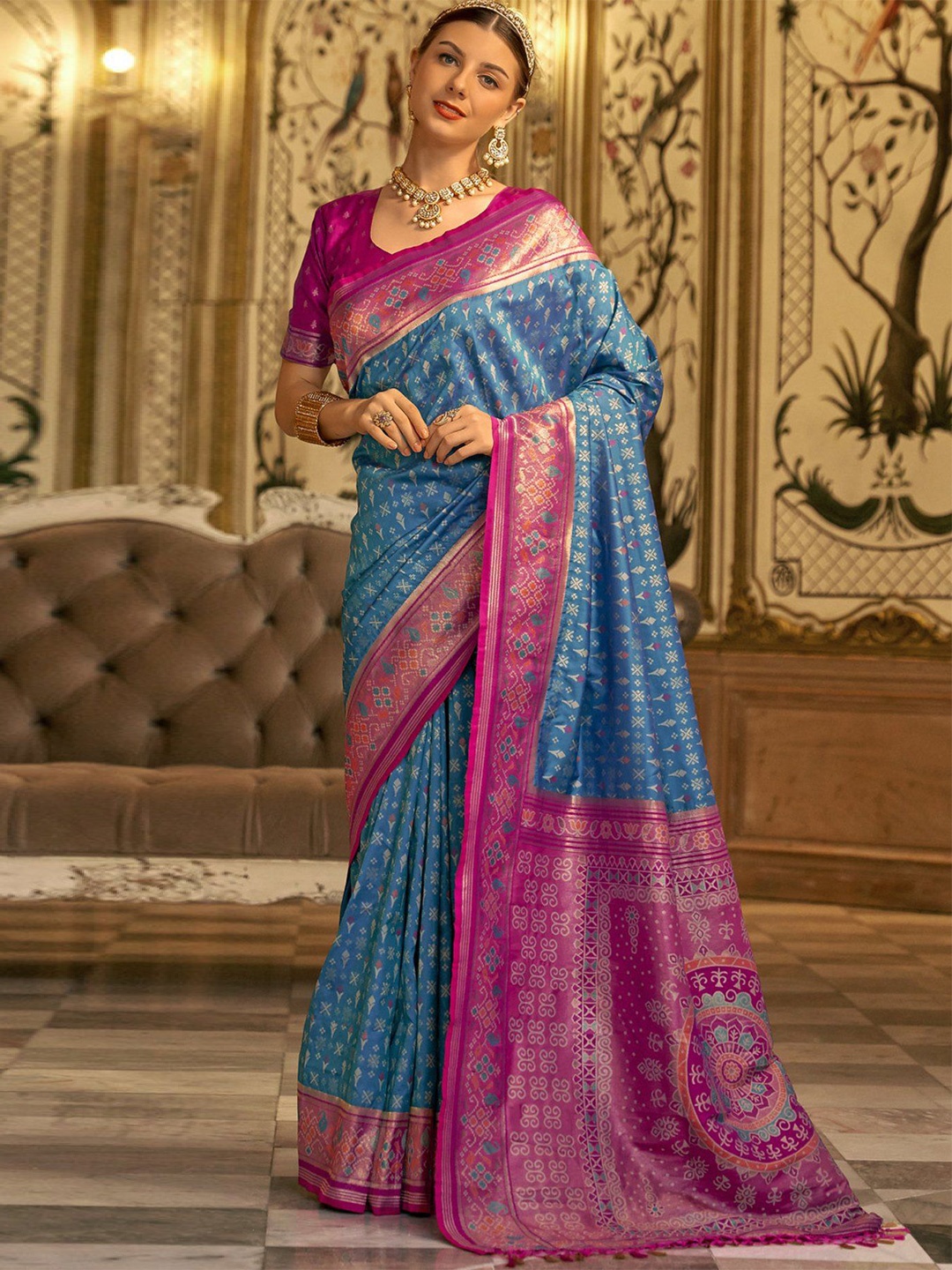 

MySilkLove Woven Design Zari Patola Saree, Blue