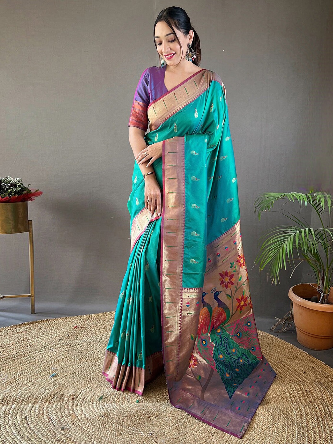 

MySilkLove Woven Design Zari Paithani Saree, Blue