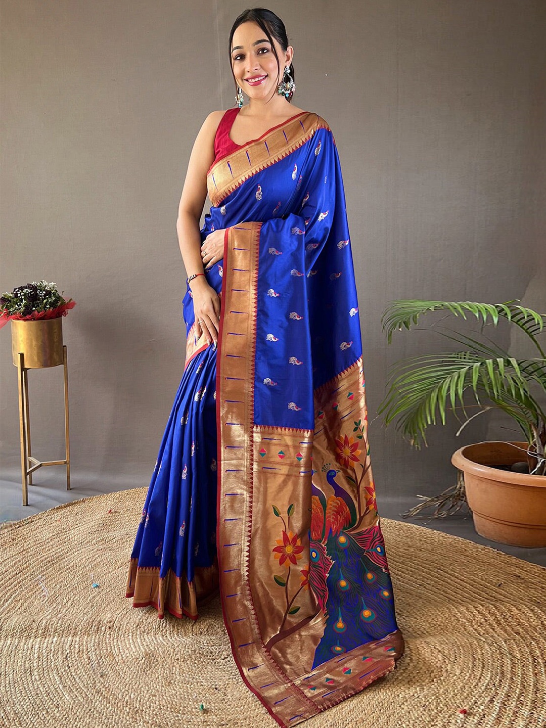 

MySilkLove Woven Design Zari Paithani Saree, Blue