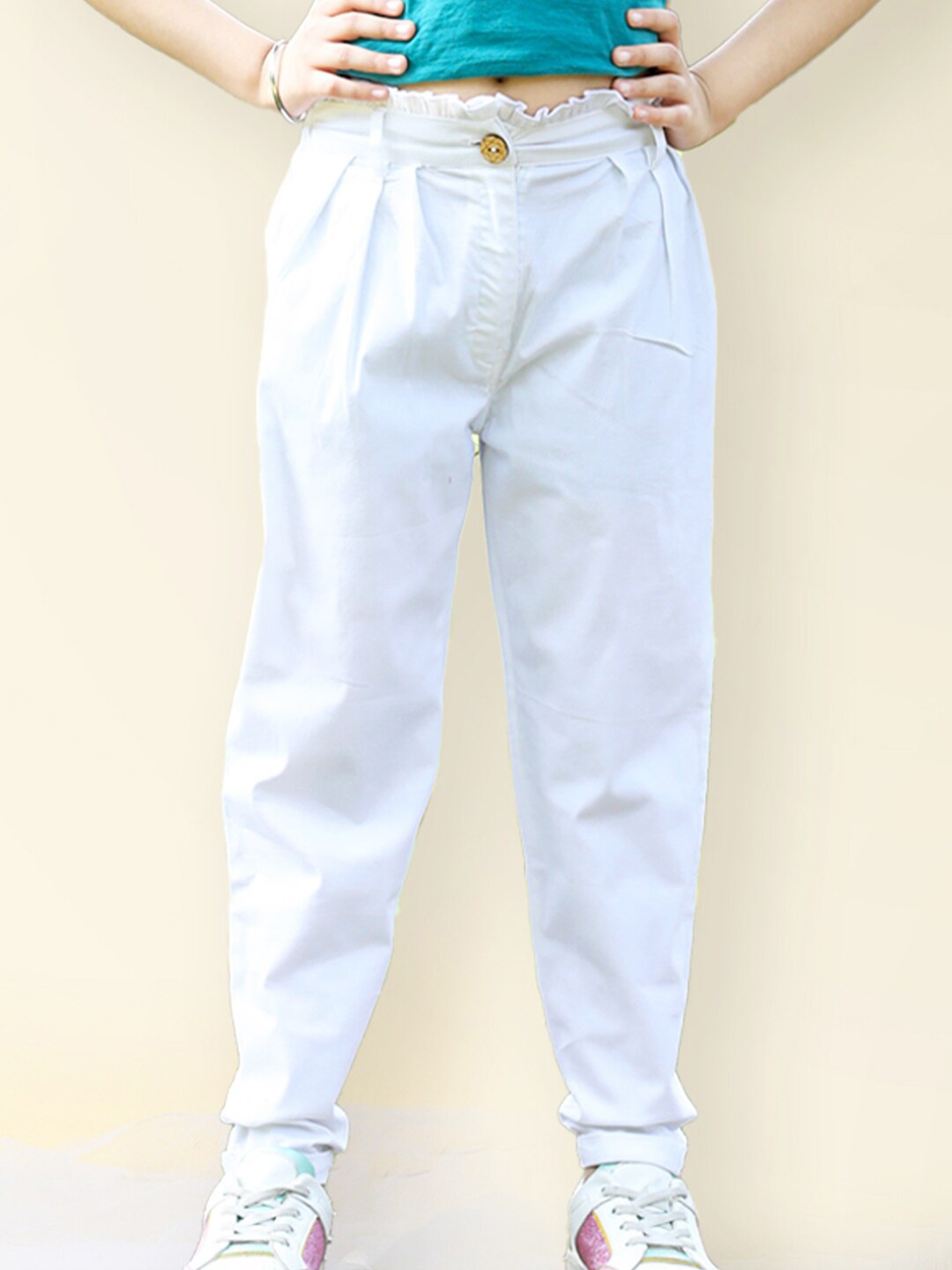 

Cutiekins Girls Relaxed Straight Leg Pleated Mid-Rise Peg Trousers, White