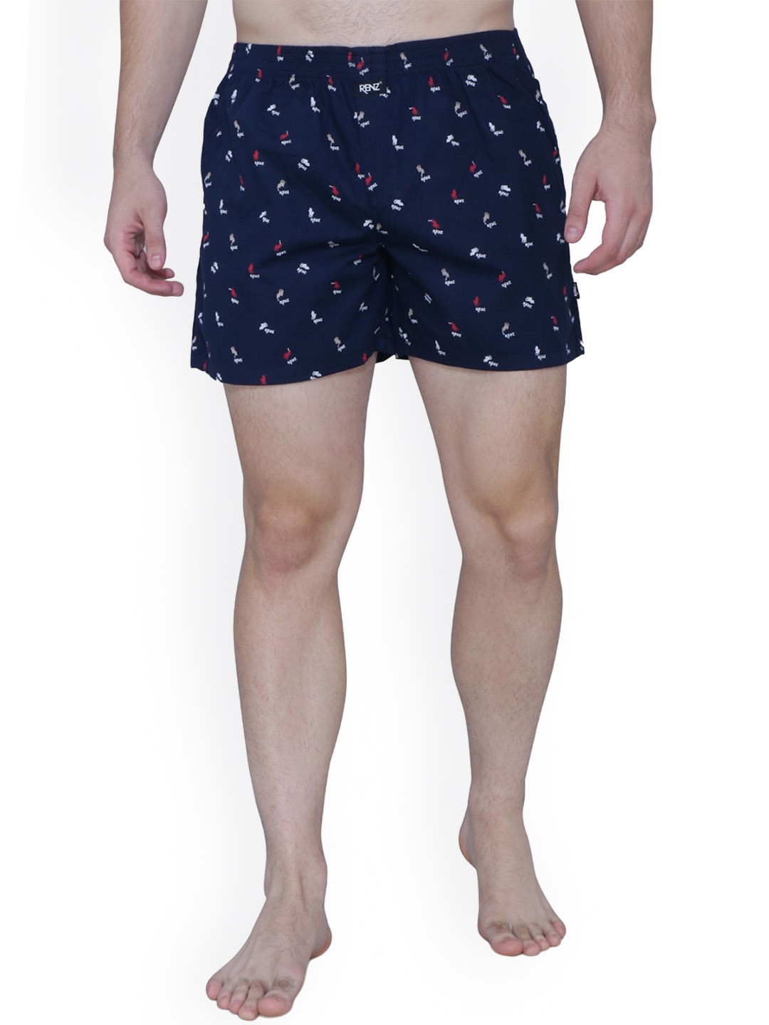 

RENZ Printed Carbon Finish Pure Cotton Boxer, Navy blue