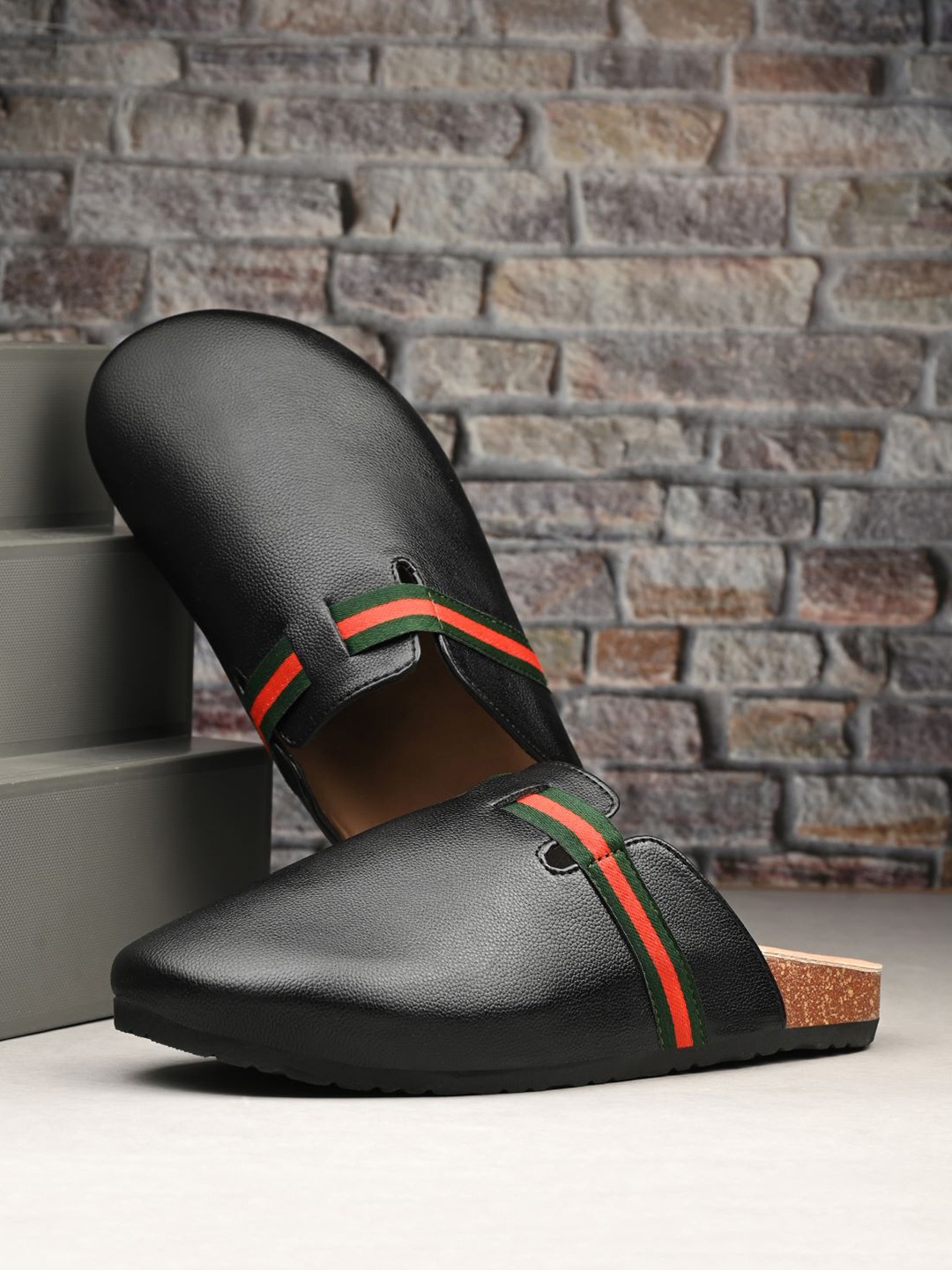 Mast & Harbour Men Slip-On Shoe-Style Sandals, Black