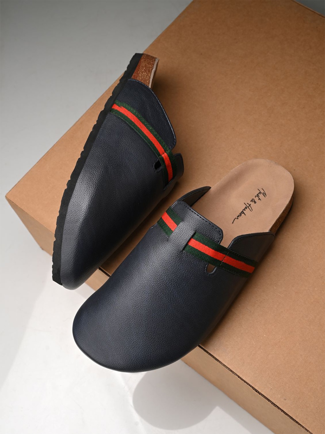 

Mast & Harbour Men Slip-On Shoe-Style Sandals, Navy blue