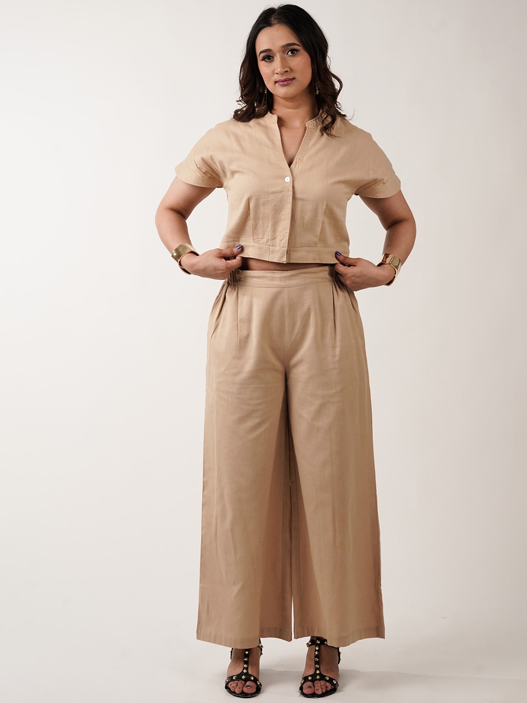 

NoLabels Top With Palazzos Co-Ords, Beige