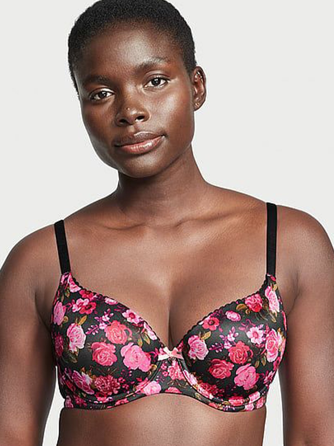 

Victoria's Secret Floral Bra Half Coverage Underwired Lightly Padded, Black