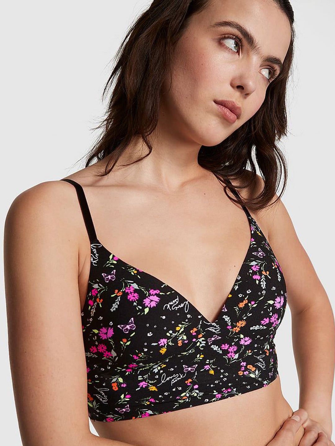 

Victoria's Secret Floral Bra Medium Coverage Heavily Padded, Black