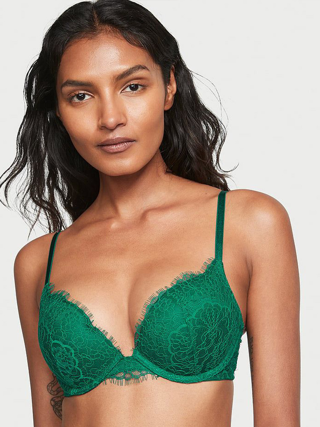 

Victoria's Secret Floral Bra Medium Coverage Underwired Heavily Padded, Green