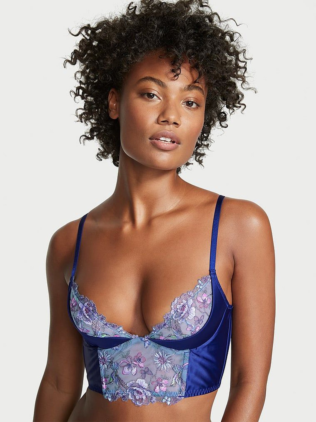 

Victoria's Secret Floral Bralette Bra Medium Coverage Underwired, Blue