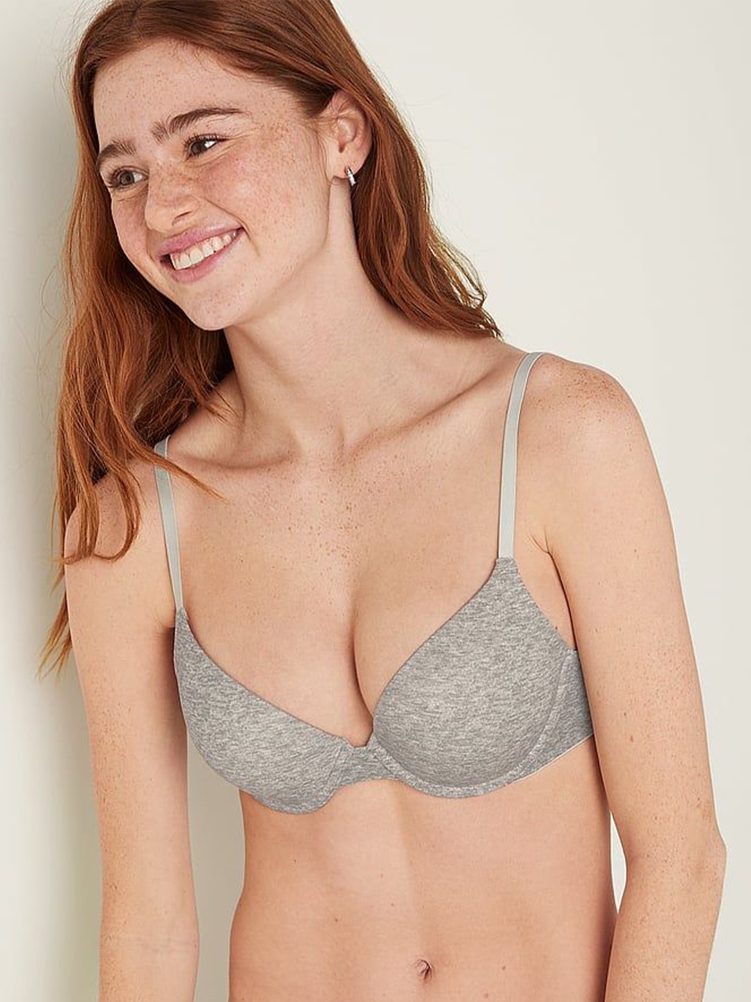 

Victoria's Secret Bra Half Coverage Underwired Heavily Padded, Grey